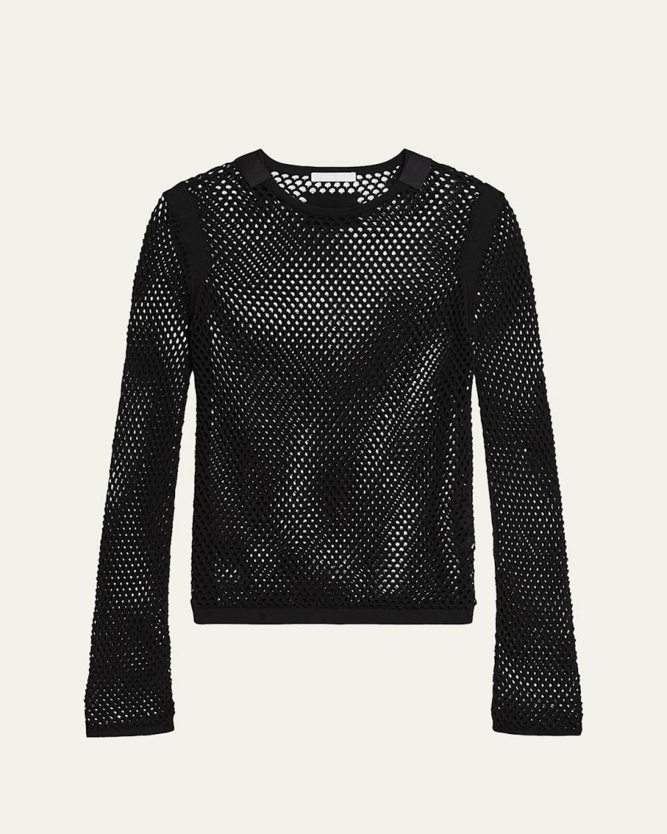 Long-Sleeve Mesh Seatbelt Top